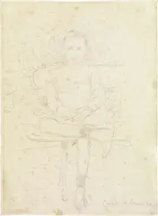 Telemaco Signorini, Bambino sulla panchina con una gamba accavallata, 1898, pencil on paper