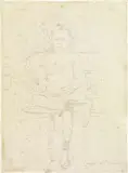 Telemaco Signorini, Bambino sulla panchina con una gamba accavallata, 1898, pencil on paper
