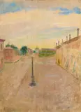 Angelo Torchi, Piazza di Massa Lombarda, oil on panel