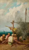 Giovanni Piancastelli, Rammendatori di reti, oil on panel