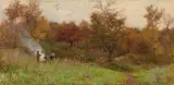 Cesare Bertolla, Bruciando le fascine, oil on canvas