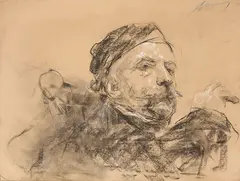 Antonio Mancini, Ritratto, charcoal and biacca on paper applicata on canvas