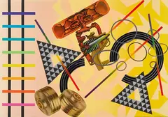 Peter Phillips, Senza titolo, 1974, screenprint and collage on canvas