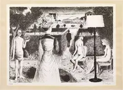 Paul Delvaux, Le Jardin, 1971, lithograph