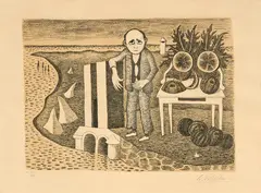 Giuseppe Viviani, Il caterattaio, 1961, lithograph a due colori