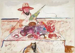 Antonio Possenti, Pescatore, mixed media on cardboard
