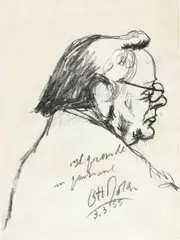 Ottone Rosai, Ritratto (Il preside in pensione), 1955, pencil conté on paper
