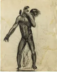 Marino Marini, Figura maschile, charcoal on paper