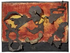 La chiave d'oro by Andrea Raccagni, 1960, mixed media on panel, offered Apr 2026
