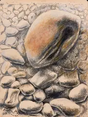 Pericle Fazzini, Pietre, pastelli on paper