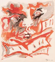Édouard Pignon, Le guerrier rouge, 1975, watercolour on paper