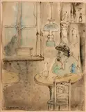 Max Jacob, Café de la Paix, 1908, watercolour