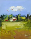 Sergio Scatizzi, Paesaggio in Toscana, oil on panel