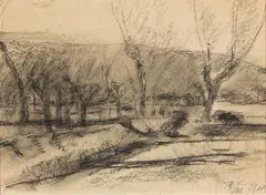 Paesaggio by Arturo Tosi, 1911, charcoal on paper, offered Apr 2026