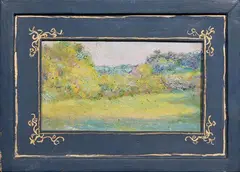 Giacomo Balla, Paesaggio di Villa Borghese, oil on cardboard pressato