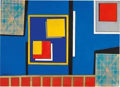 Composizione by Mauro Reggiani, 1975, oil on panel, offered Apr 2026