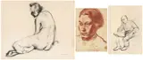 Dino Bausi, Tre disegni, A) Nudo accovacciato