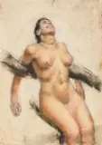 Francesco Camarda, Nudo, charcoal and pastel on paper