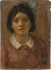 Ritratto di fanciulla con fiocco azzurro by Ermanno Toschi, 1931, oil on panel, offered Feb 2026