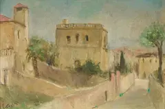 Villa by Ermanno Toschi, oil on cardboard, offered Feb 2026