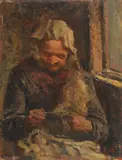 Cesare Ciani, Al lavoro, oil on cardboard