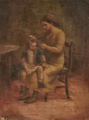 Mamma che pettina la bambina by Ermanno Toschi, oil on canvas, offered Feb 2026