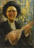 Giovanni Panza, Suonatore, oil on canvas