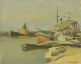Giovanni March, Marina (Livorno), oil on canvas