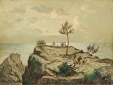 Gino Romiti, Marina, oil on faesite