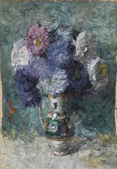 Petre Bulgăraş, Vaso di fiori, 1923, oil on canvas applicata on cardboard
