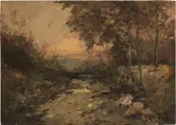 Ferruccio Rontini, Nel bosco, oil on compensato