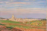 Giuseppe Grassis, Veduta di San Pietro da Villa Pamphili, oil on cardboard