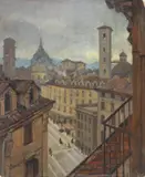 Carlo Musso, Torino, 1941, oil on cardboard