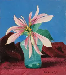 Vaso con fiori by Valentino Ghiglia, oil on cardboard, offered Feb 2026
