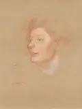 Giovanni Romagnoli, Profilo di donna, sanguigna and pastel on paper