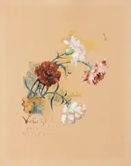 Fiori by Valentino Ghiglia, 1951, watercolour on paper applicata on card, offered Feb 2026