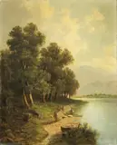 Albert Lang, Paesaggio, oil on canvas