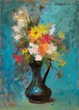 Osman Lorenzo De Scolari, Fiori, oil on faesite