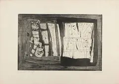 Composizione astratta by Antonio Corpora, 1969, etching and acquatinta, offered Nov 2025