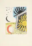 Giorgio de Chirico, Luna e sole in una piazza, 1968, lithograph a colori