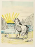 Giorgio de Chirico, Cavalli mediterranei, 1970, lithograph a