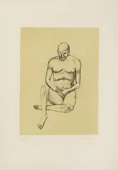 Carlo Carrà, Nudo seduto, 1961, lithograph a due colori on zinco