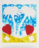 Mario Schifano, Palme, stelle e cuori, screenprint materica