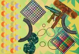 Peter Phillips, Senza titolo, 1974, screenprint and collage on canvas