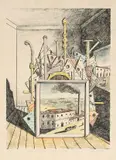 Giorgio de Chirico, Interno metafisico, 1969, lithograph a sette colori