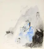 Piero Guccione, Il soldato col piffero, 1961, ink and gouache on paper