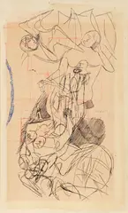 Figure by Bruno Saetti, 1964, inchiostro and mixed media on paper applicata on card, offered Nov 2025