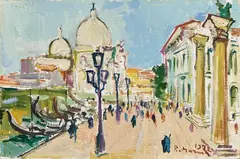 Riva degli Schiavoni, Venezia by Rodolfo Marma, 1972, oil on canvas board, offered Nov 2025