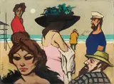 Fausto Maria Liberatore, Figure sulla spiaggia, oil on canvas