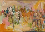 Mino Maccari, Il maneggio, 1954, oil on canvas